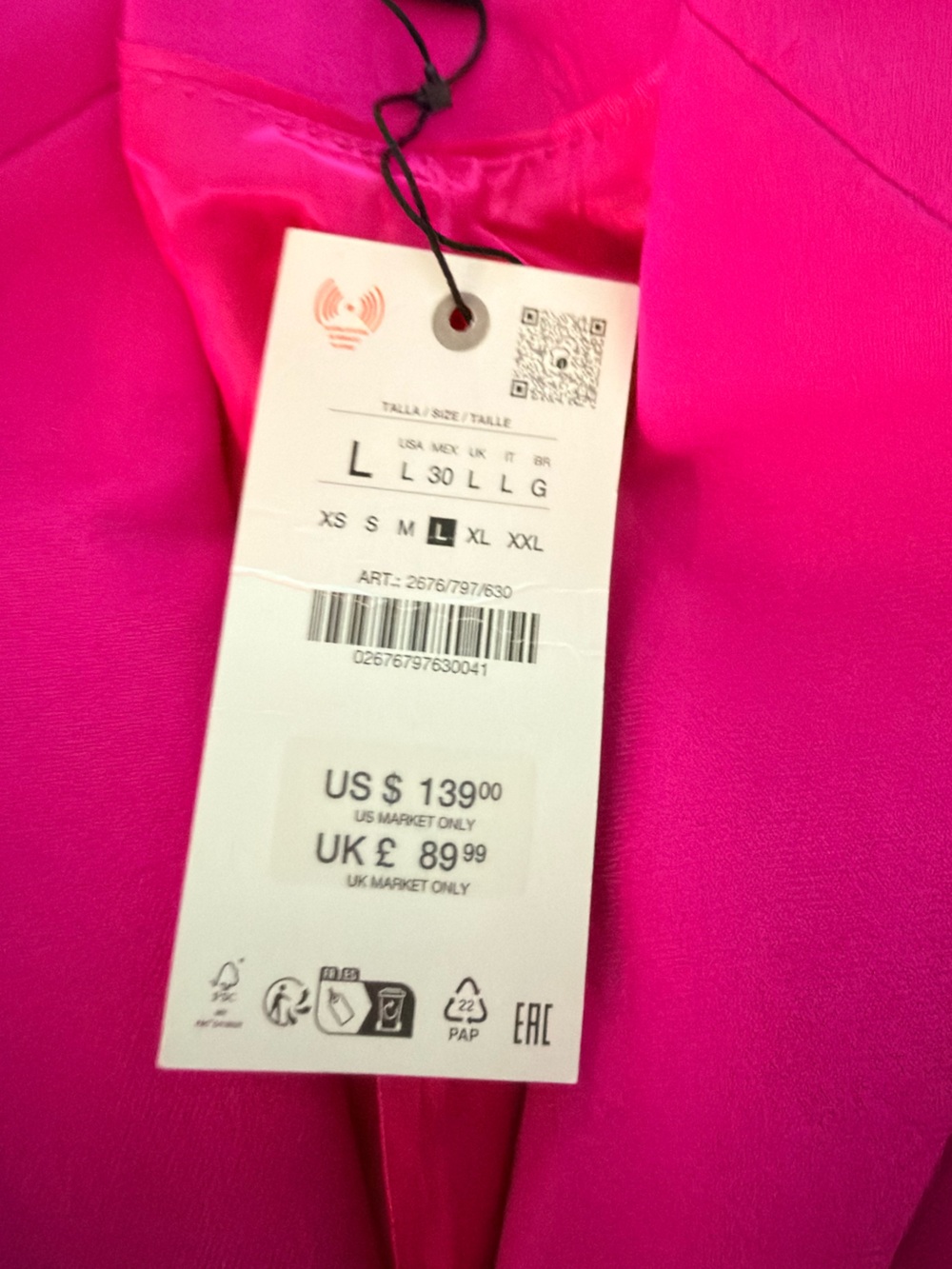 Zara Vibrant Hot Pink Tailored Blazer - Picture 2 of 7